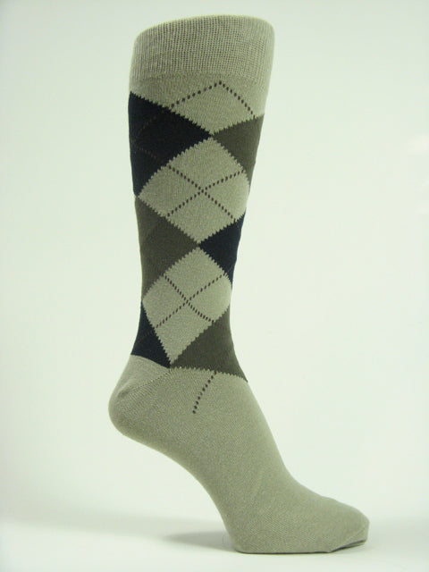Moss green Army Green Black Mens argyle socks mid calf