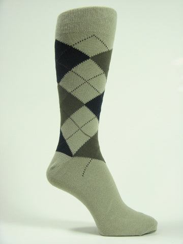 Moss green Army Green Black Mens argyle socks mid calf