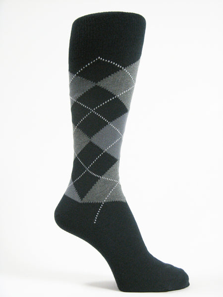Navy grey Mens argyle socks mid calf