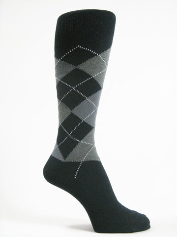 Navy grey Mens argyle socks mid calf