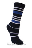 Men's Navy Designed Dress socks with Blue /  White Stripes