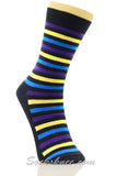 Navy Men's Purple Yellow Sky-blue  Stripes Dress Socks