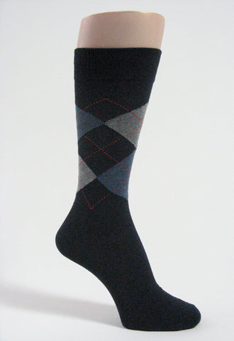Navy grey blue Mens argyle socks mid calf