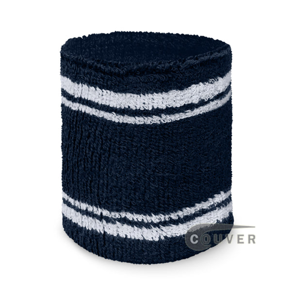 Navy with white stripes tennis wristband sweatband