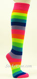 Neon Color Rainbow Striped Knee High Socks