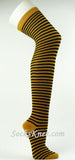 Orange and Black Thin Over Knee striped socks