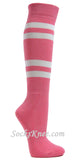 Pink striped knee socks w 4white stripes for sports
