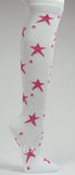 White with Pink Star Logo / Symbol Knee High Socks