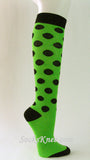 Bright Green Polka Dots Knee Socks for Women