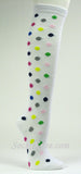 Polka Dots White Women's Knee Socks