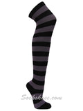 Black and Purple over knee wider striped socks