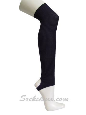 Lady's Dark Purple Cotton Over Knee Leg Warmer
