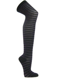 Purple black glitter sparkling striped over knee socks