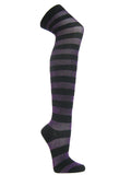 Purple black glitter sparkling wide striped over knee socks