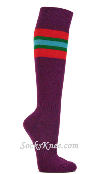 Purple Socks with Red Green Sky Blue/Turquoiase Blue  for Sports