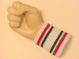 Red green striped white cheap terry wristband