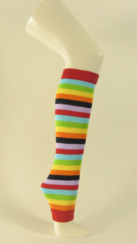 Red lime green yellow striped leg warmer