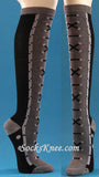 Black / Light Gray Sneaker Theme High Socks for Women