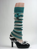 Spring Green Striped Pom Pom Leg Warmer