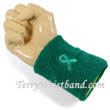 Teal Ovarian Cancer Awareness Terry Sport Wristband with Teal