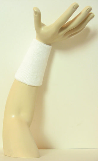 white 6 inch long wristband sweatband