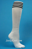 White and Black Kid/Youth Football Sport High Socks