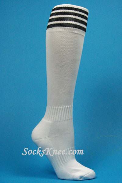 White and Black Kid/Youth Football Sport High Socks
