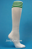 White and Green Kid/Youth Football Sport High Socks
