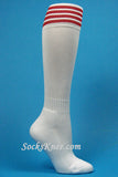 White and Red Kid/Youth Football Sport High Socks