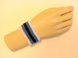 White cerulean blue black ceruleanblue white kid terry wristband