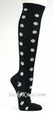 White Dotted Black Knee High Socks for Women