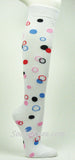White Womens Polka Dots Knee High socks