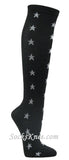 Black with White Star Logo / Symbol Knee Socks