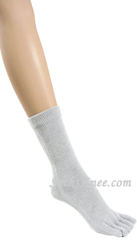 White 5fingers Toes Toe Socks, Quarter ~ Mid calf Length