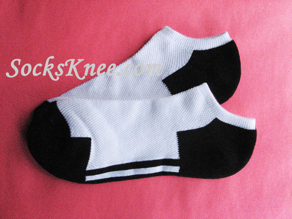 White with Black Striped No Show Socks for Walking
