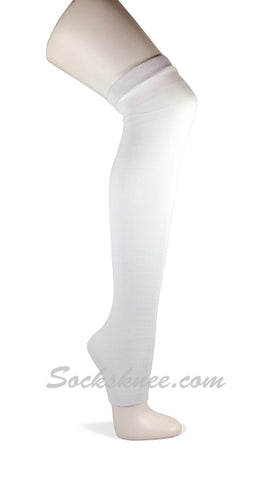 Womens Lady's White Thigh High 24 inch Leg Warmer