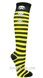 Yellow/Black Stripes High Sock with Skull & Crossbones