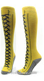Yellow Lace-up Boots design kids youth high knee socks