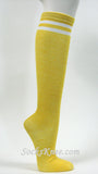 Yellow with White Stripes Womens High Knee Socks