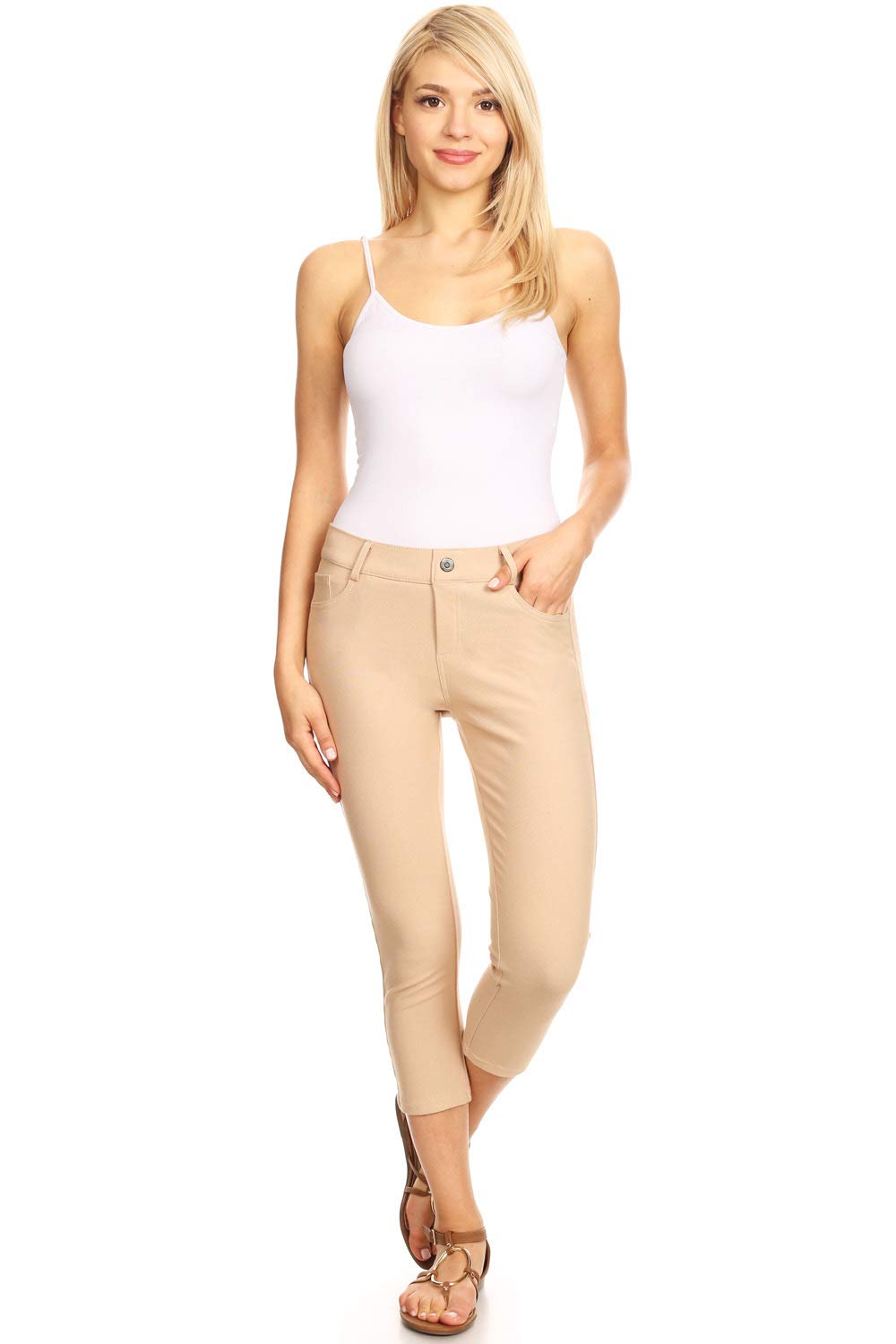 YELETE Women's Ultra Soft Classic Bermuda Shorts Capris Full Lenth Jeggings