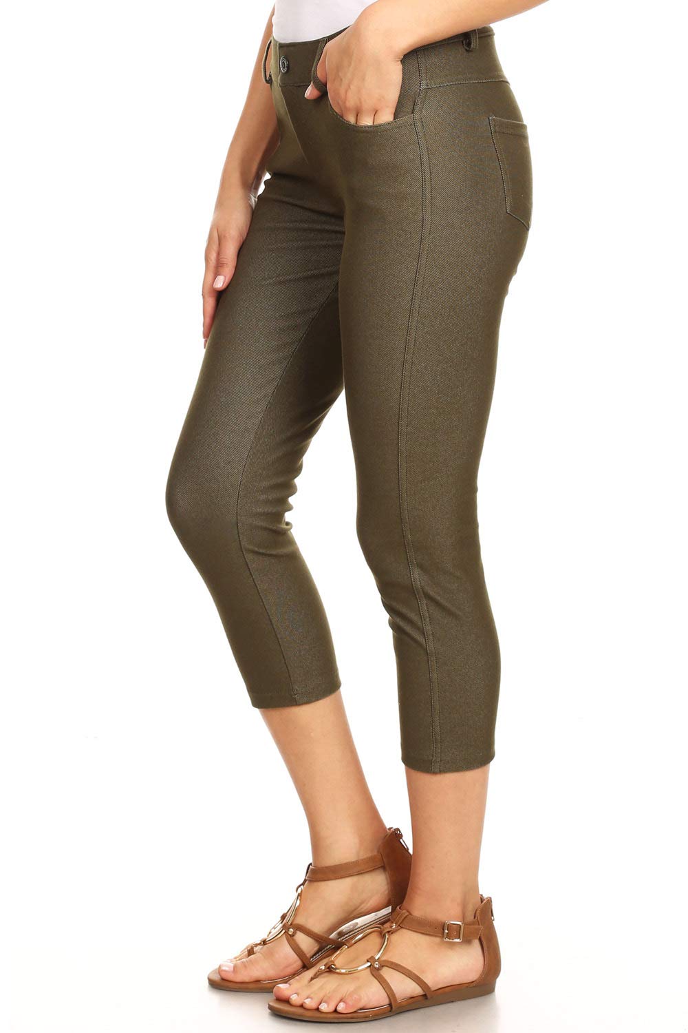 YELETE Women's Ultra Soft Classic Bermuda Shorts Capris Full Lenth Jeggings