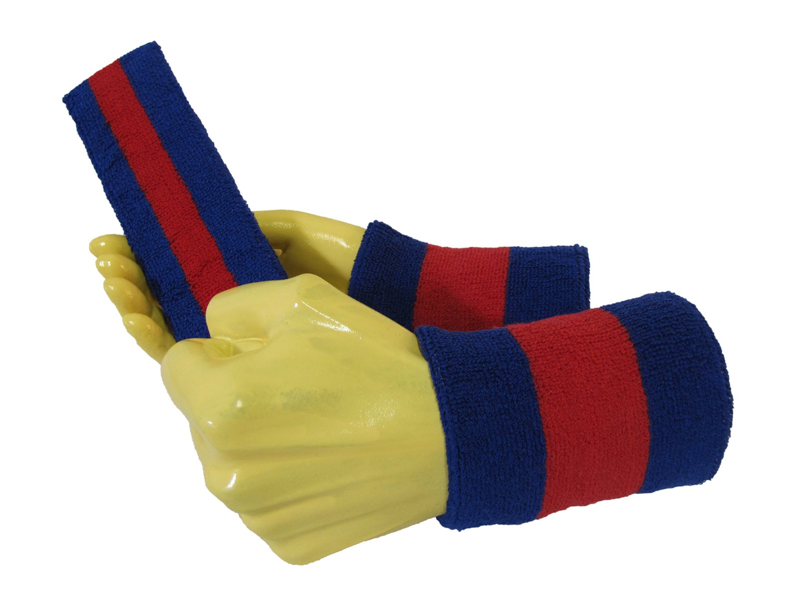 COUVER 2 Color Striped Terry Cotton Sports Headband Wristband Set