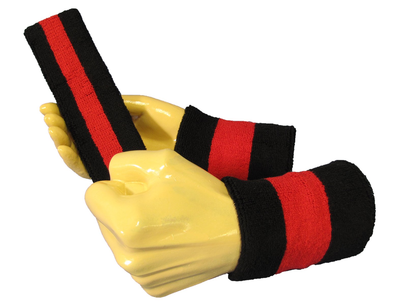 COUVER 2 Color Striped Terry Cotton Sports Headband Wristband Set