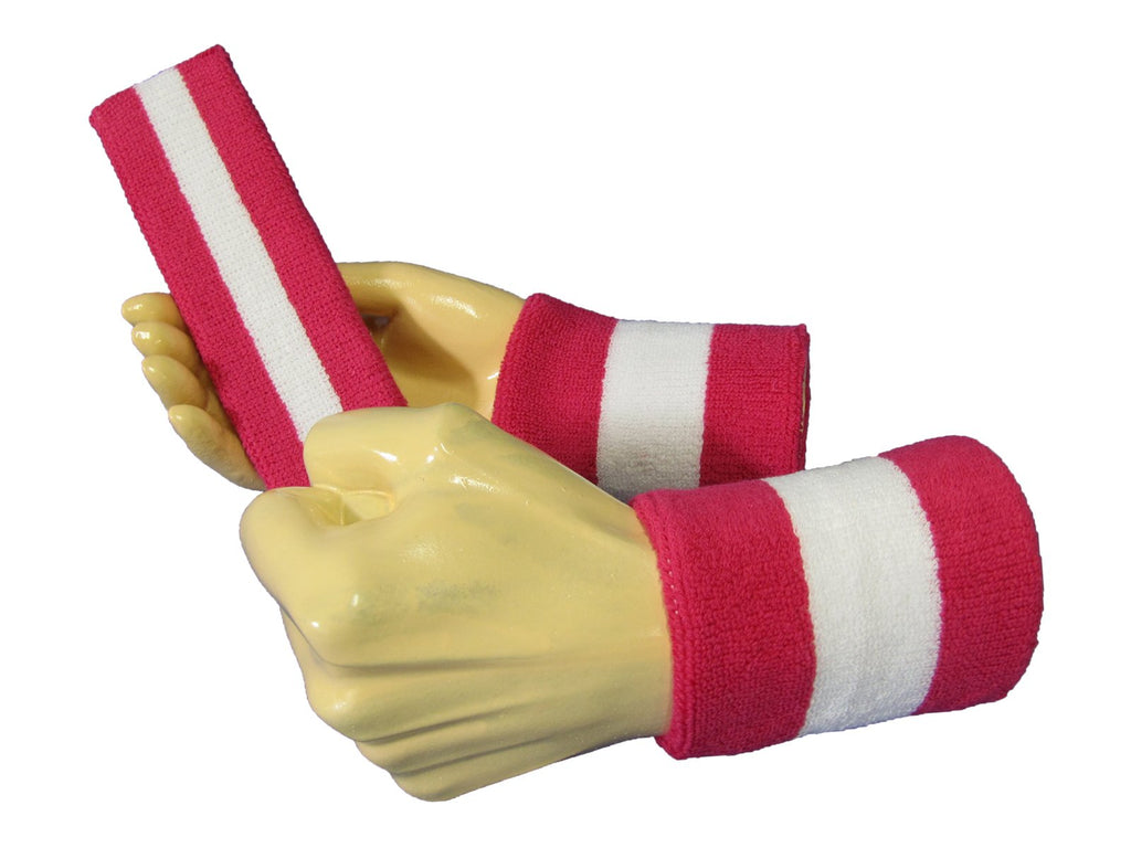 COUVER 2 Color Striped Terry Cotton Sports Headband Wristband Set