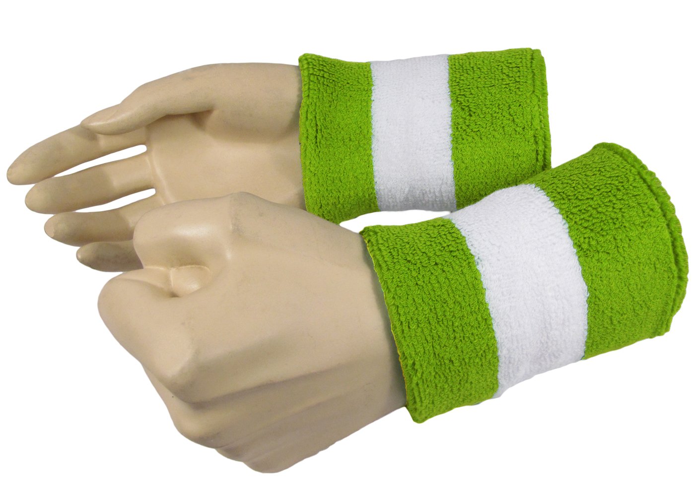 COUVER 2 Color Striped Terry Cotton Sports Headband Wristband Set