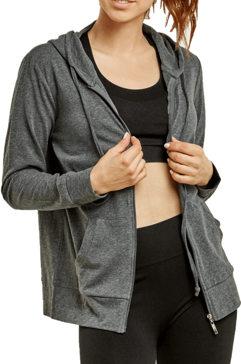 Women's Active Casual Thin Cotton Zip Up Hoodie Jacket