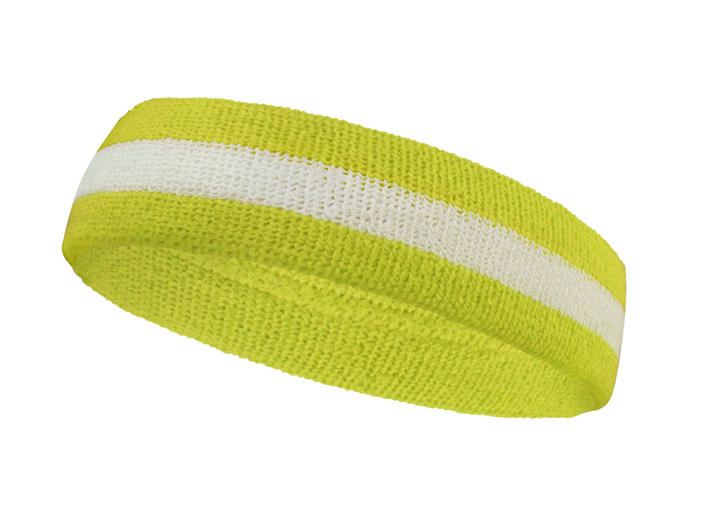 COUVER 2 Color Striped Terry Cotton Sports Headband Wristband Set