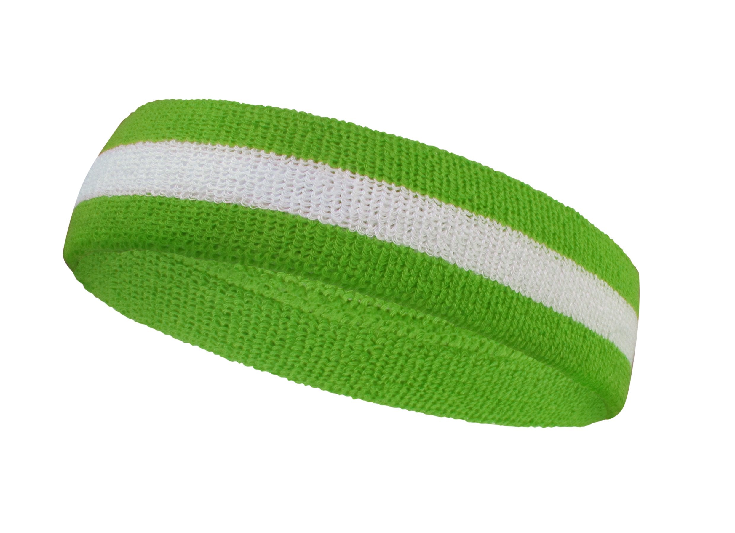 COUVER 2 Color Striped Terry Cotton Sports Headband Wristband Set