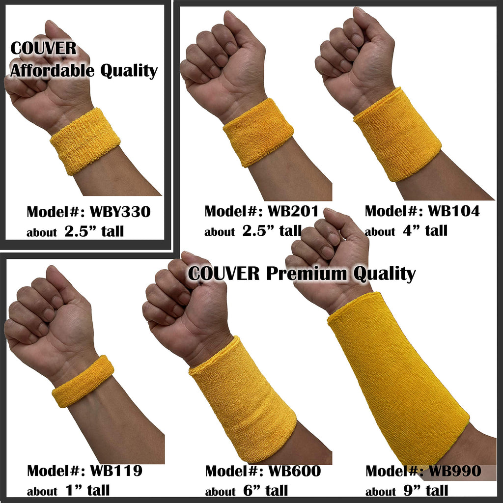 Couver Unisex Youth Kids Affordable Cotton Terry Wrist sweatbands for Event use (1 Pair)