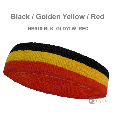 COUVER Triple Color Striped sports head sweatbands  (1 Piece), 40Colors, HB510